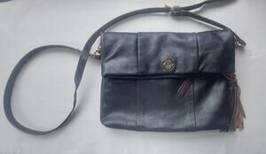 Nanette Lepore Genuine Leather Black Foldover Crossbody Bag